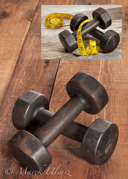 old rusty dumbbells - fitness with nostalgic mood